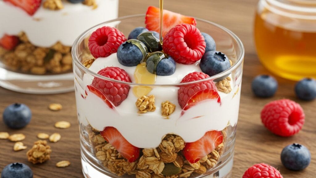 Greek Yogurt Parfait with Granola and Honey