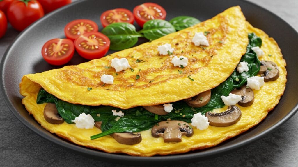 Omelet with Spinach and Mushrooms