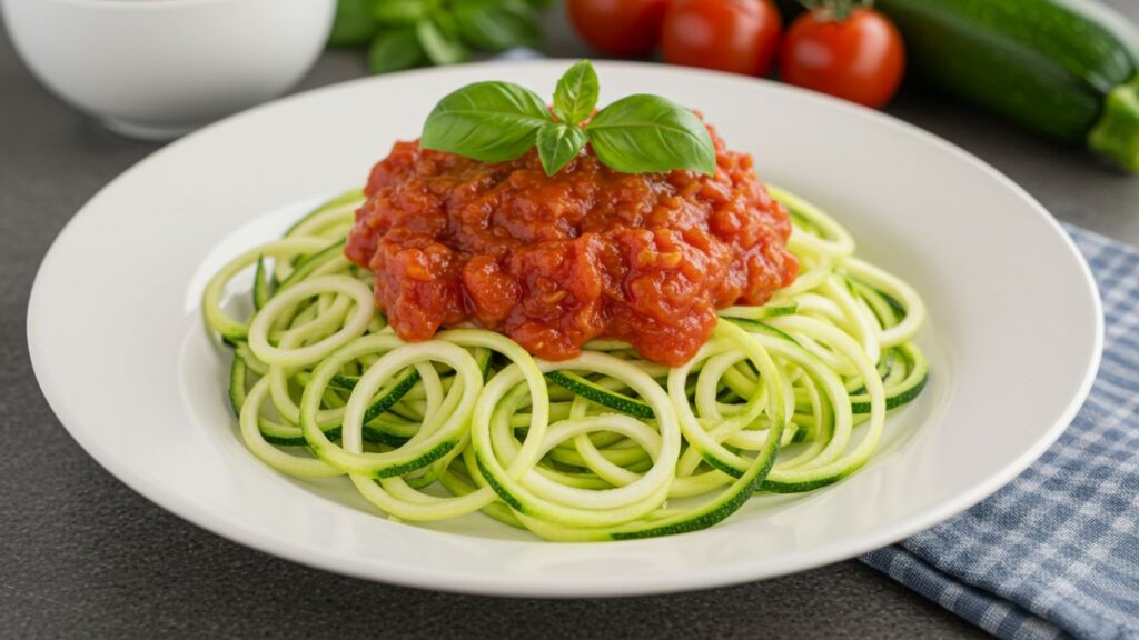 Zucchini Noodles with Homemade Tomato Sauce
