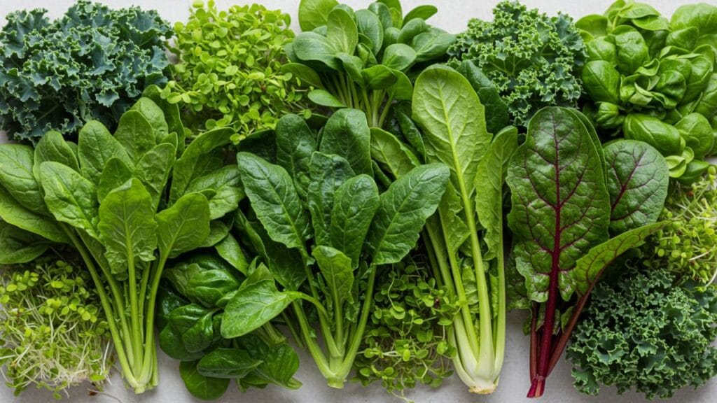 Leafy greens, such as spinach, kale, and Swiss chard, are low in carbohydrates and calories while being rich in essential nutrients like vitamins A, C, and K.