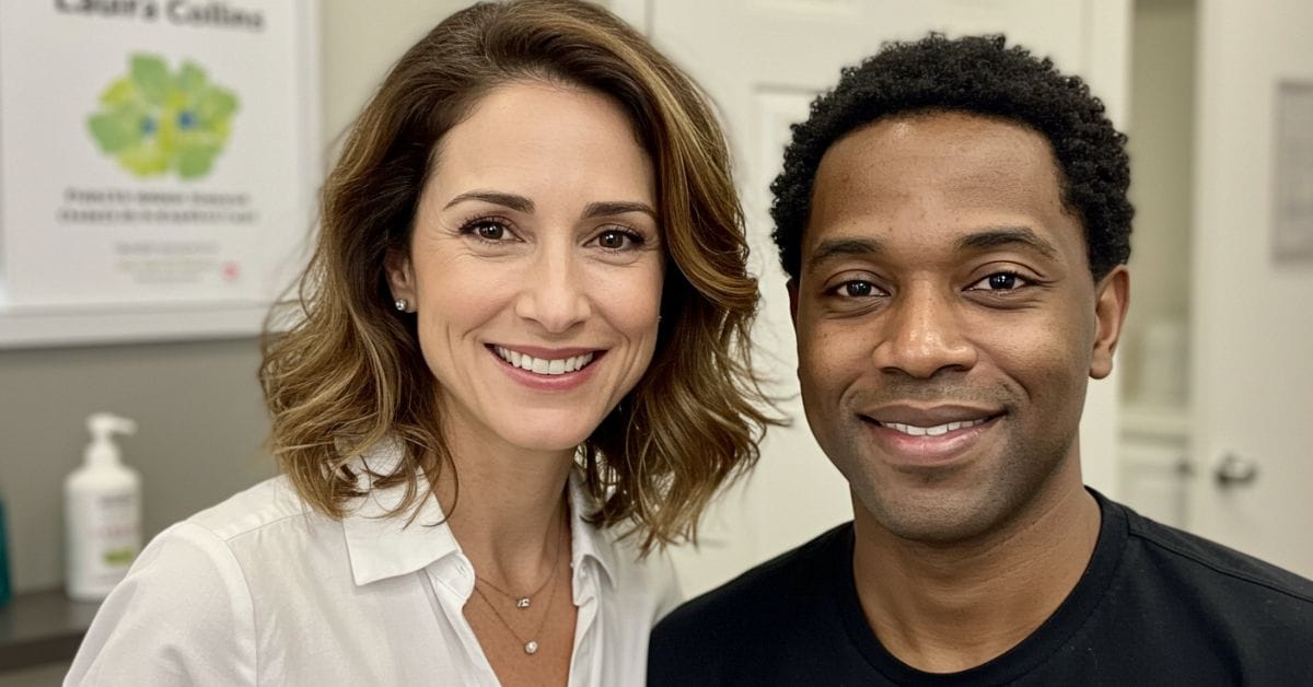 Weight loss for diabetes: Laura Collins and a happy patient.