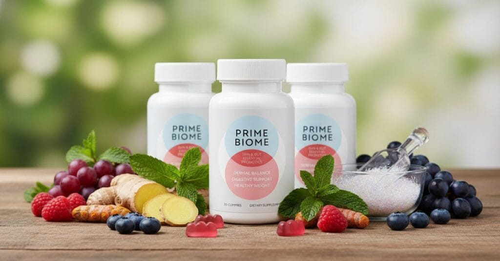 Natural ingredients used in Prime Biome gut health gummy formula.