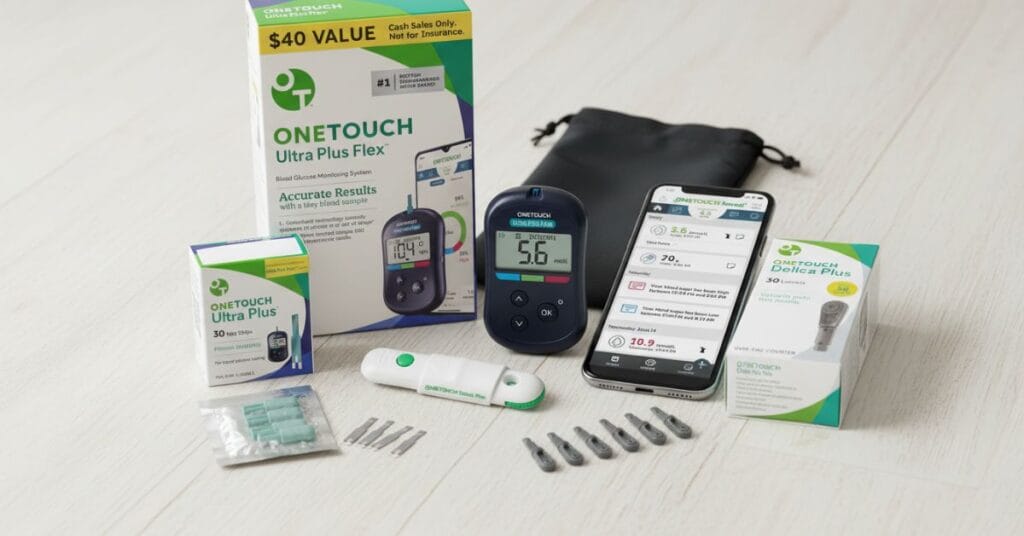 OneTouch Ultra Plus Flex Value Diabetes Testing Kit | Blood Sugar Test Kit Includes 1 Blood Glucose Meter