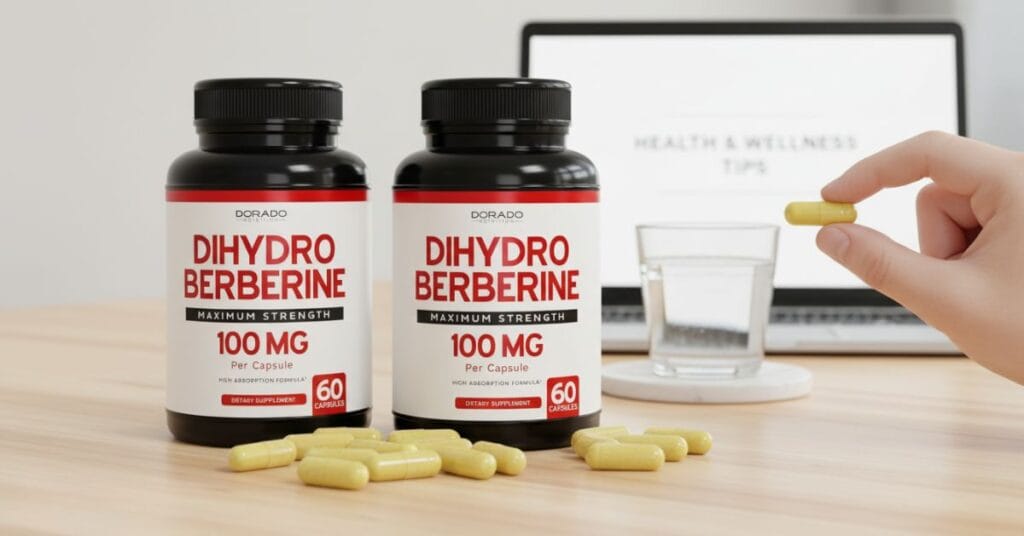 Dihydro Berberine Supplement 100mg, 60 Capsules (Patented GlucoVantage Super Berberine with 5X More Effective Than Beerine with Less Side Effects)