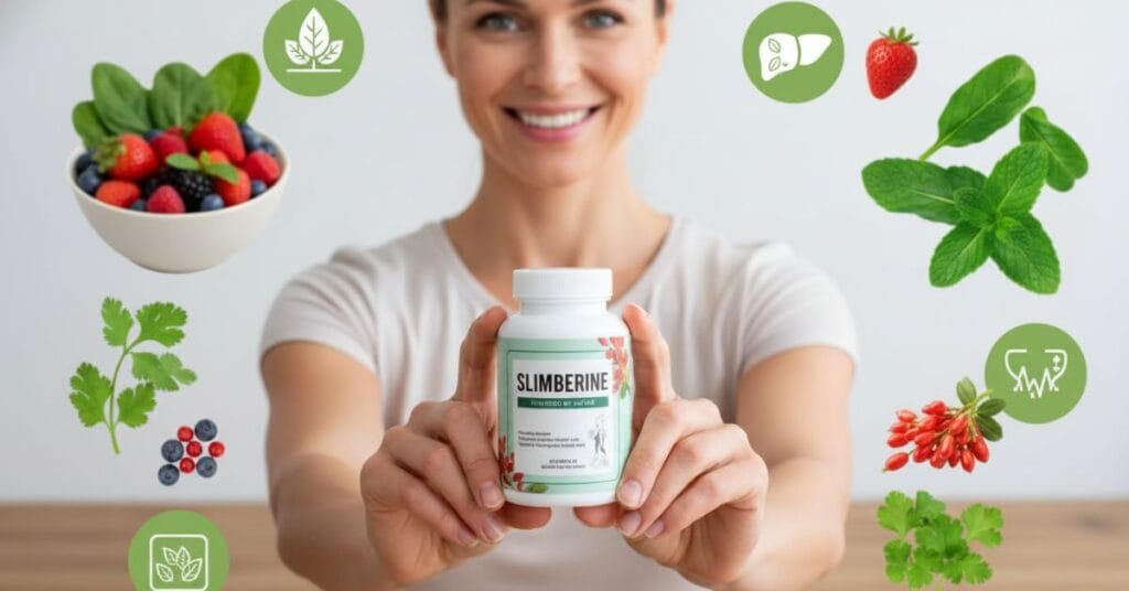 Slimberine natural supplement for healthy weight loss and liver support, boosting metabolism and energy naturally