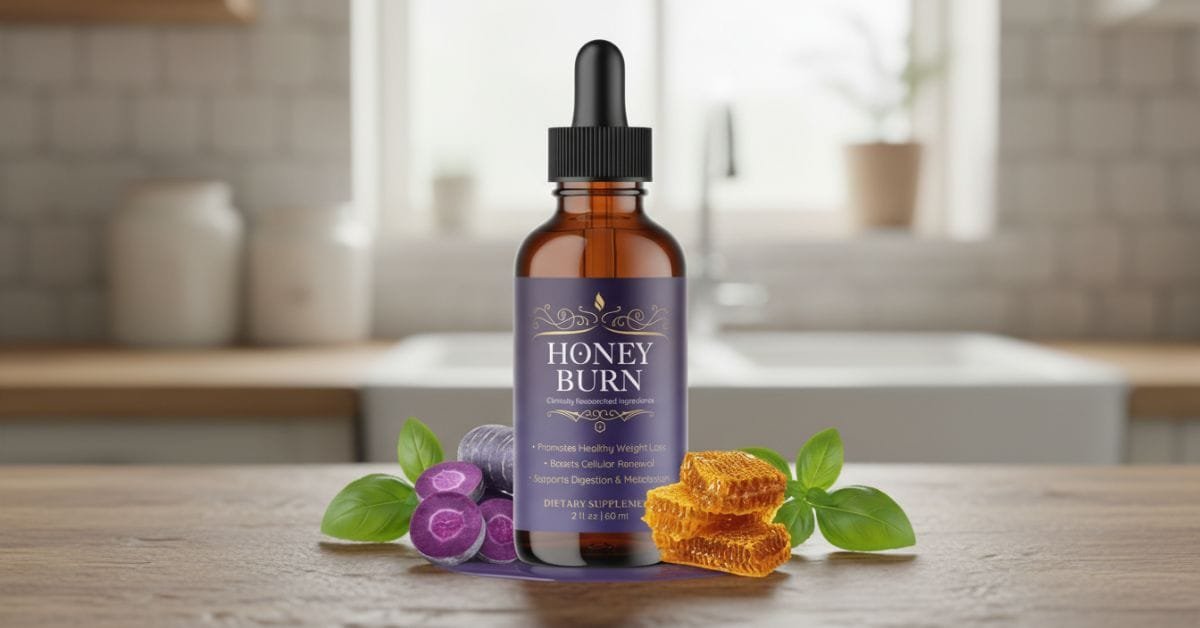 HoneyBurn metabolism support supplement bottle with natural honey-inspired formula