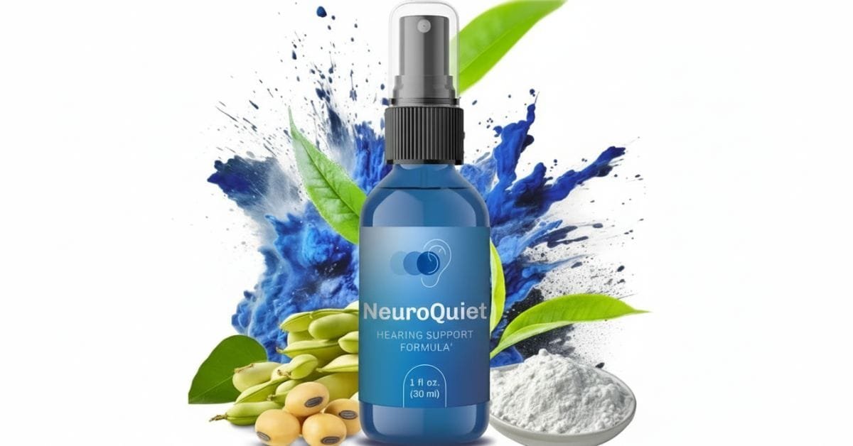 NeuroQuiet spray bottle and packaging designed to support cognitive function, reduce stress, and promote calm mental clarity naturally