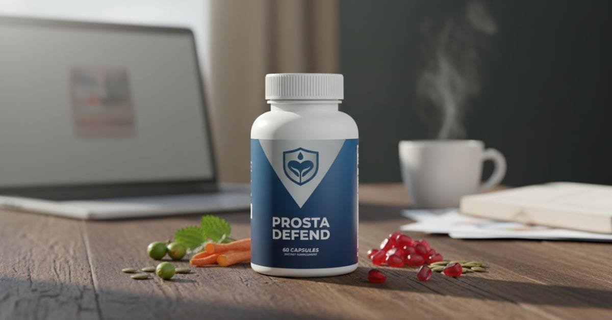 Prosta Defend prostate health supplement bottle with natural ingredient formula for urinary and prostate support