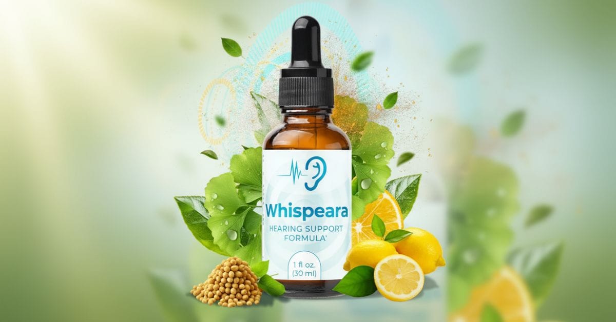Whispeara hearing support supplement bottle with natural ingredients formula